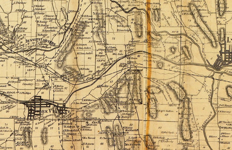 1858 Farm Line Map Of Wayne County New York Lyons Newark Clyde Etsy