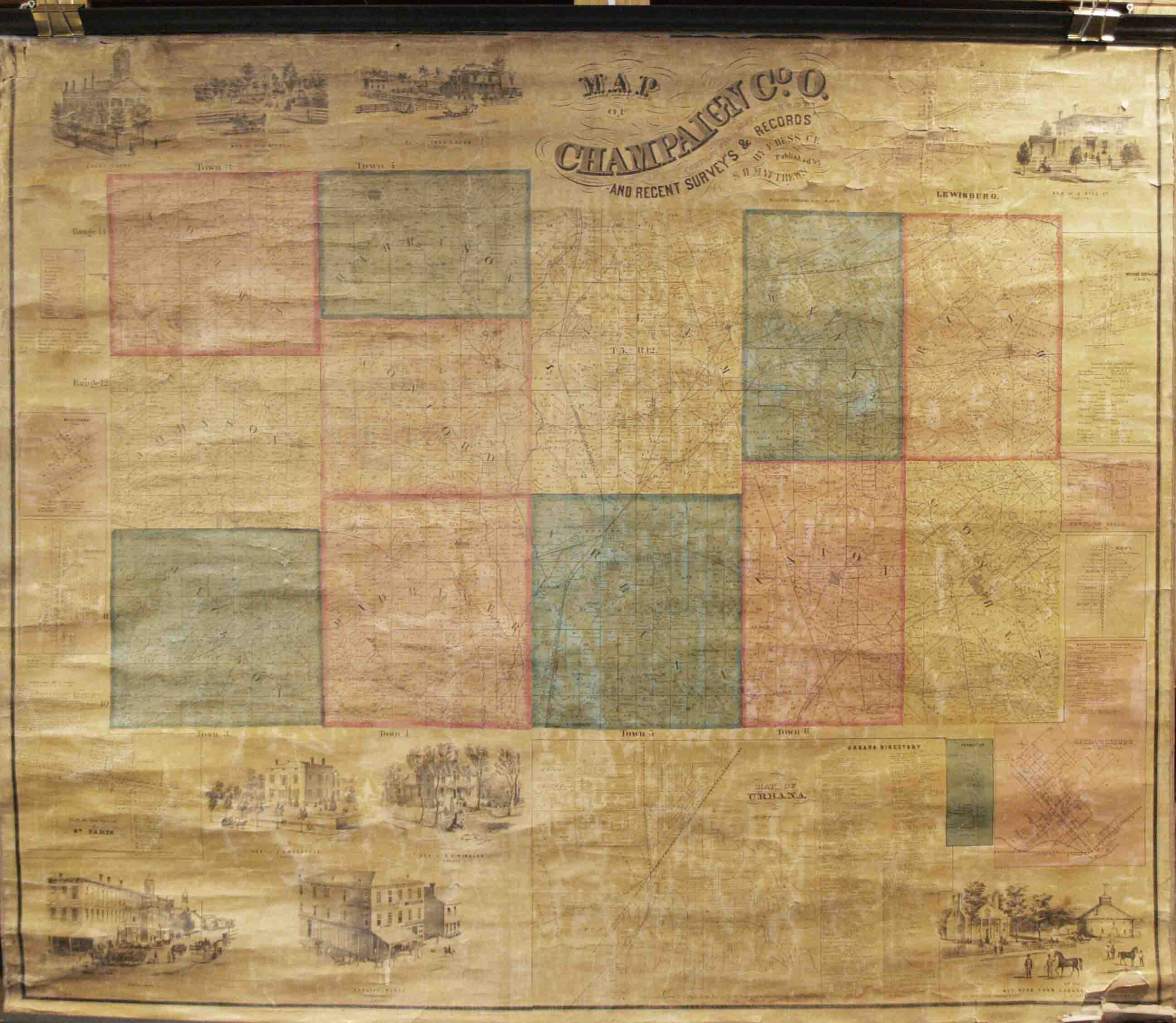 1858 Map Of Champaign County Ohio High Ridge Books Inc