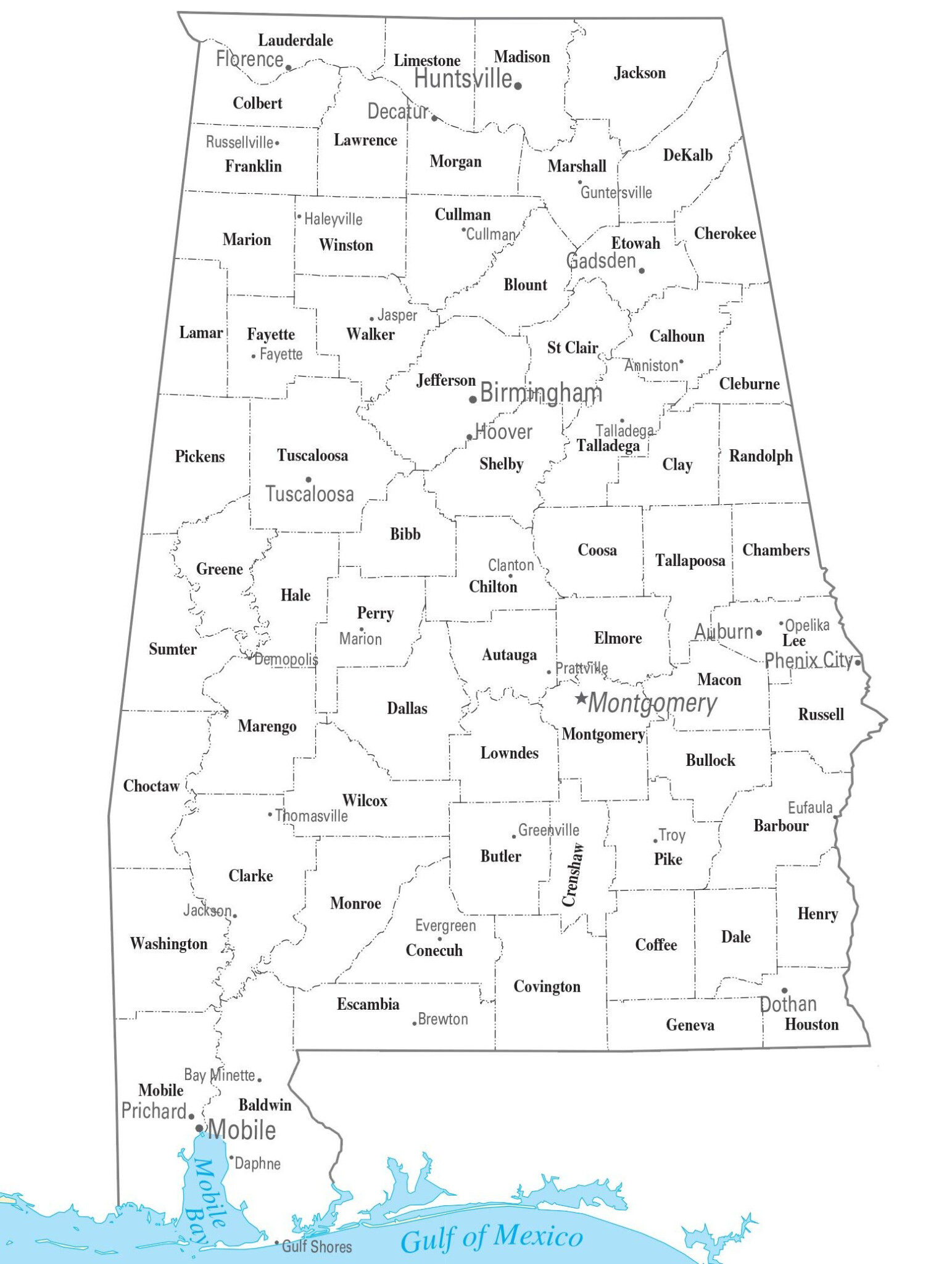 Alabama County Map GIS Geography - CountiesMap.com