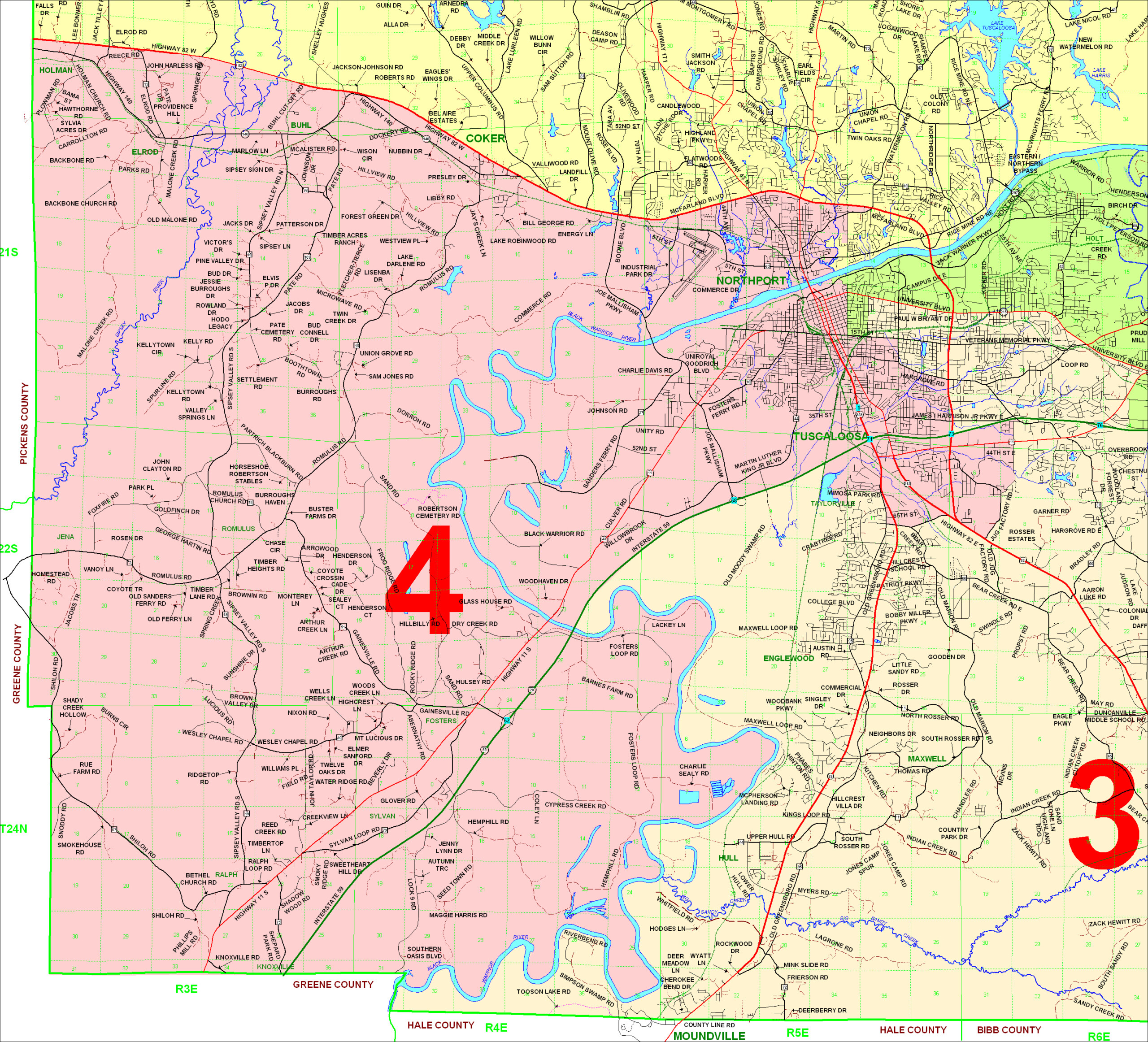 County Commission District Maps Tuscaloosa County Alabama