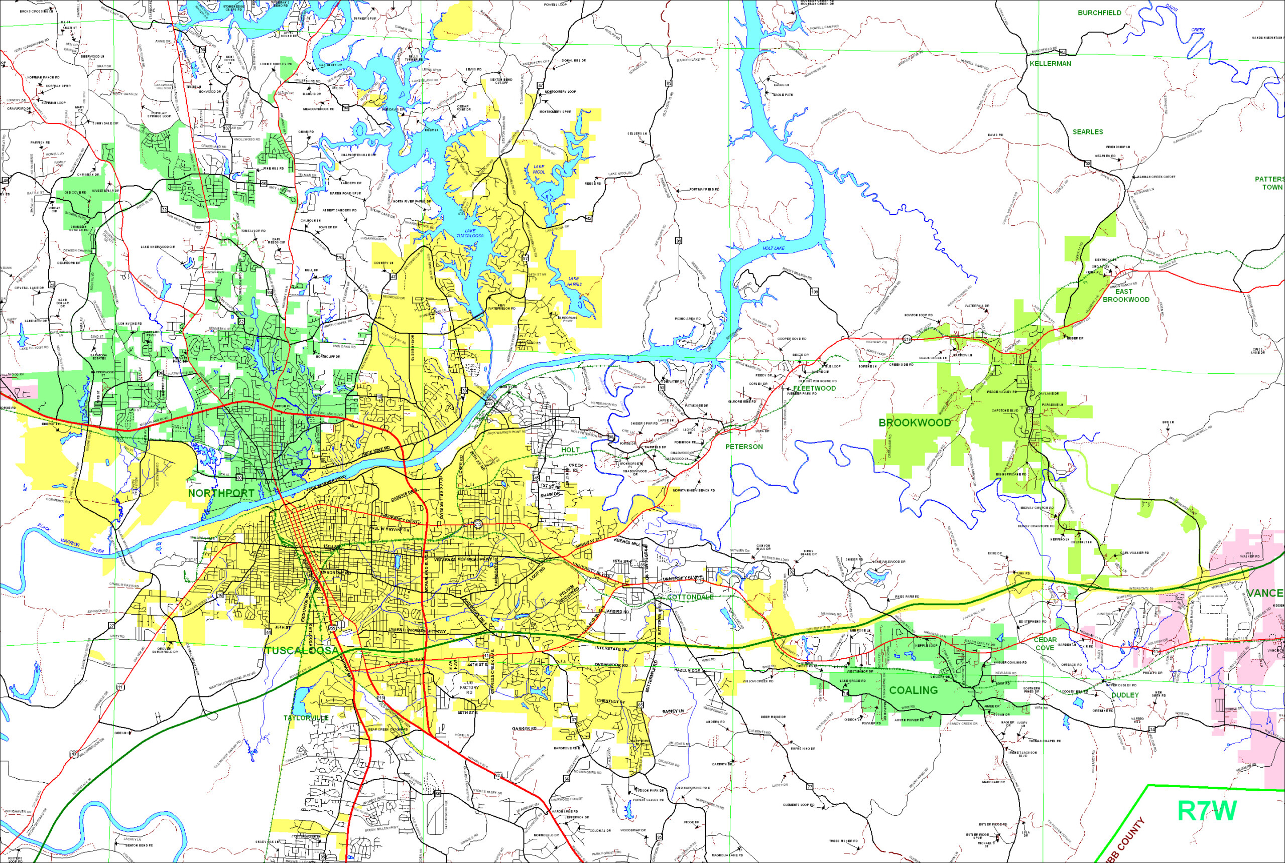 County Municipality Maps Tuscaloosa County Alabama