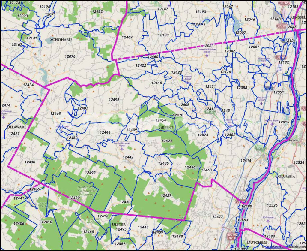 Greene County NY Zip Codes Catskill Zip Code Map