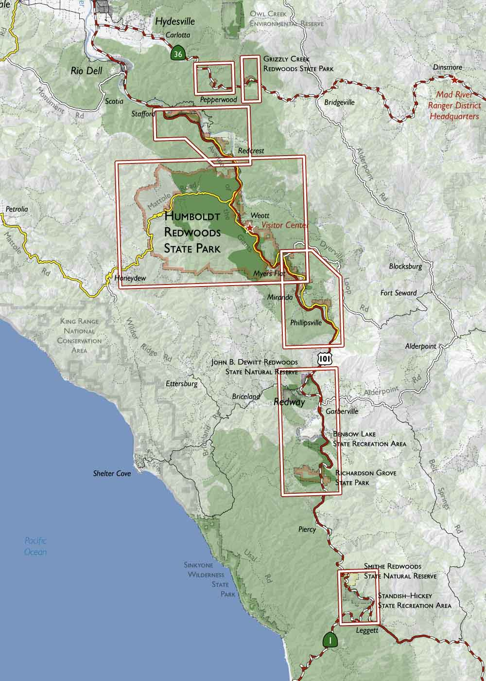 Humboldt Redwoods State Park Trail Map 