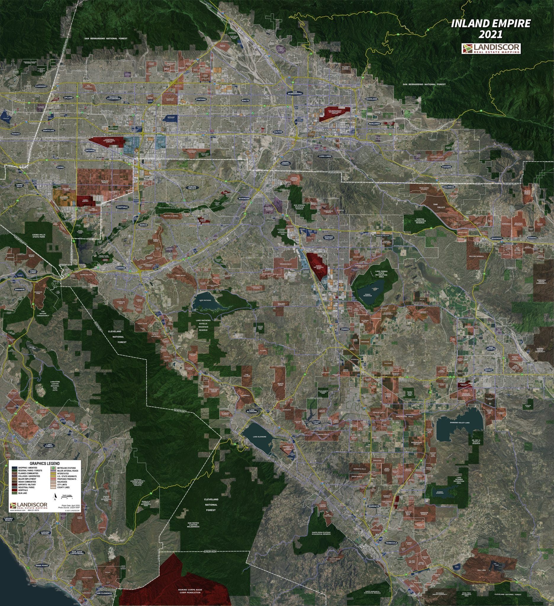 Inland Empire Rolled Aerial Map Landiscor Real Estate Mapping