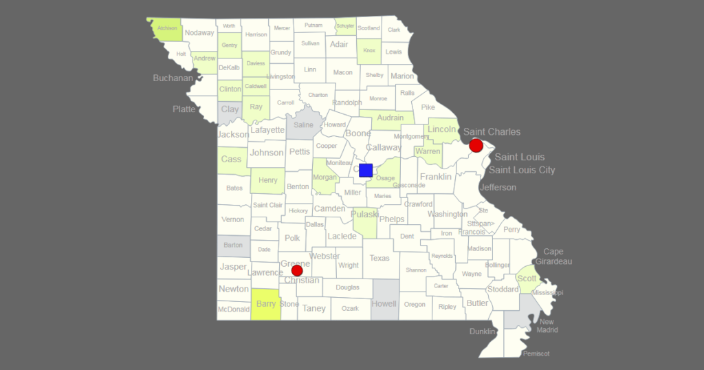 Interactive Map Of Missouri Clickable Counties Cities 