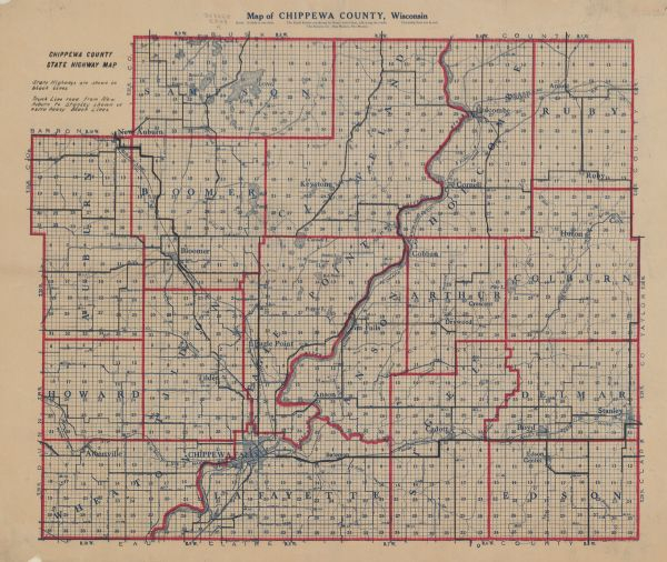 Map Of Chippewa County Wisconsin Map Or Atlas Wisconsin Historical 