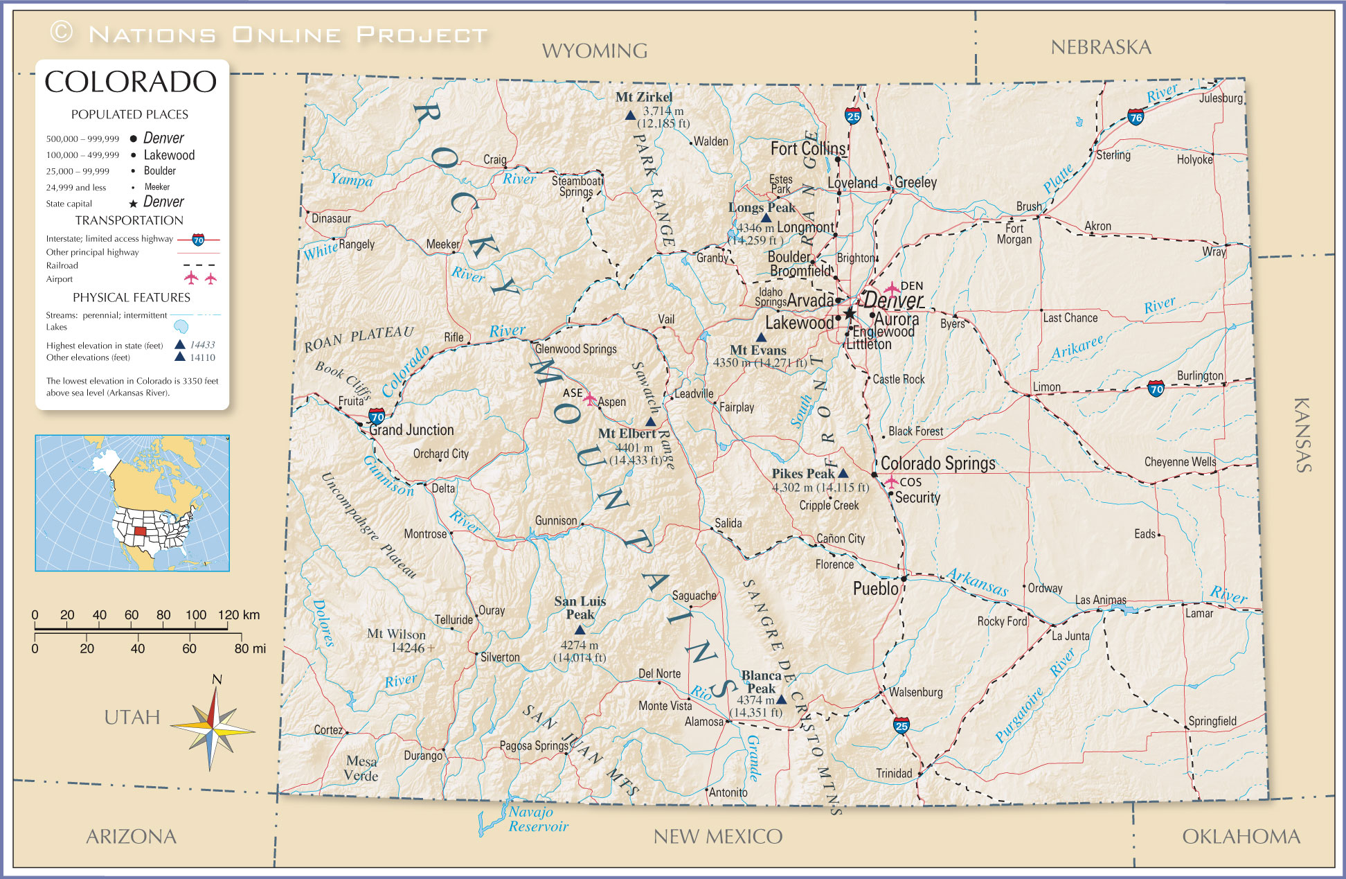 Map Of The State Of Colorado USA Nations Online Project