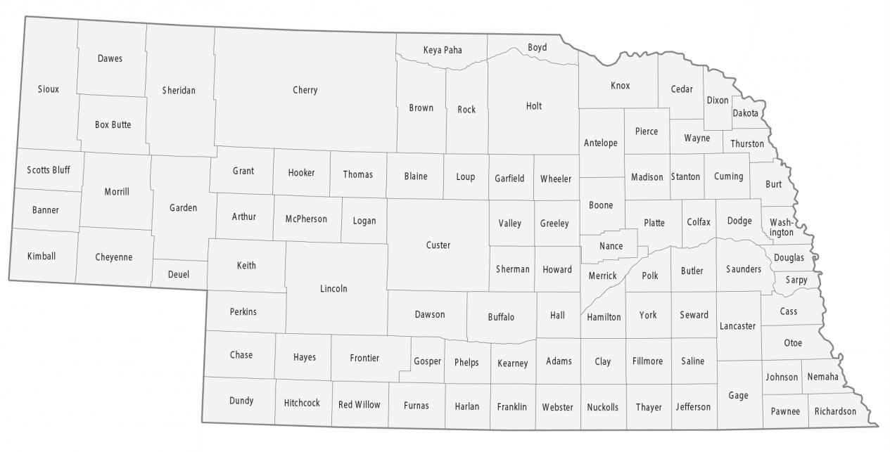 Nebraska County Map GIS Geography