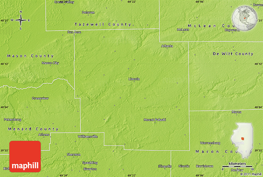 Physical Map Of Logan County