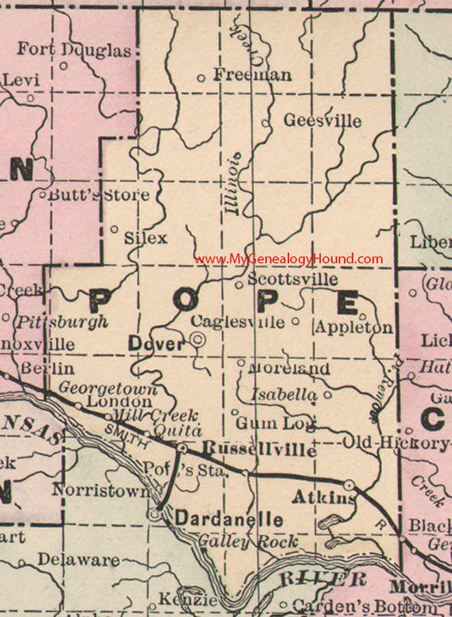 Pope County Arkansas 1889 Map