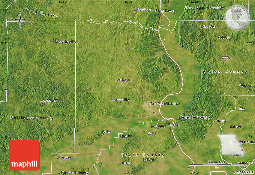 Satellite Map Of Cape Girardeau County