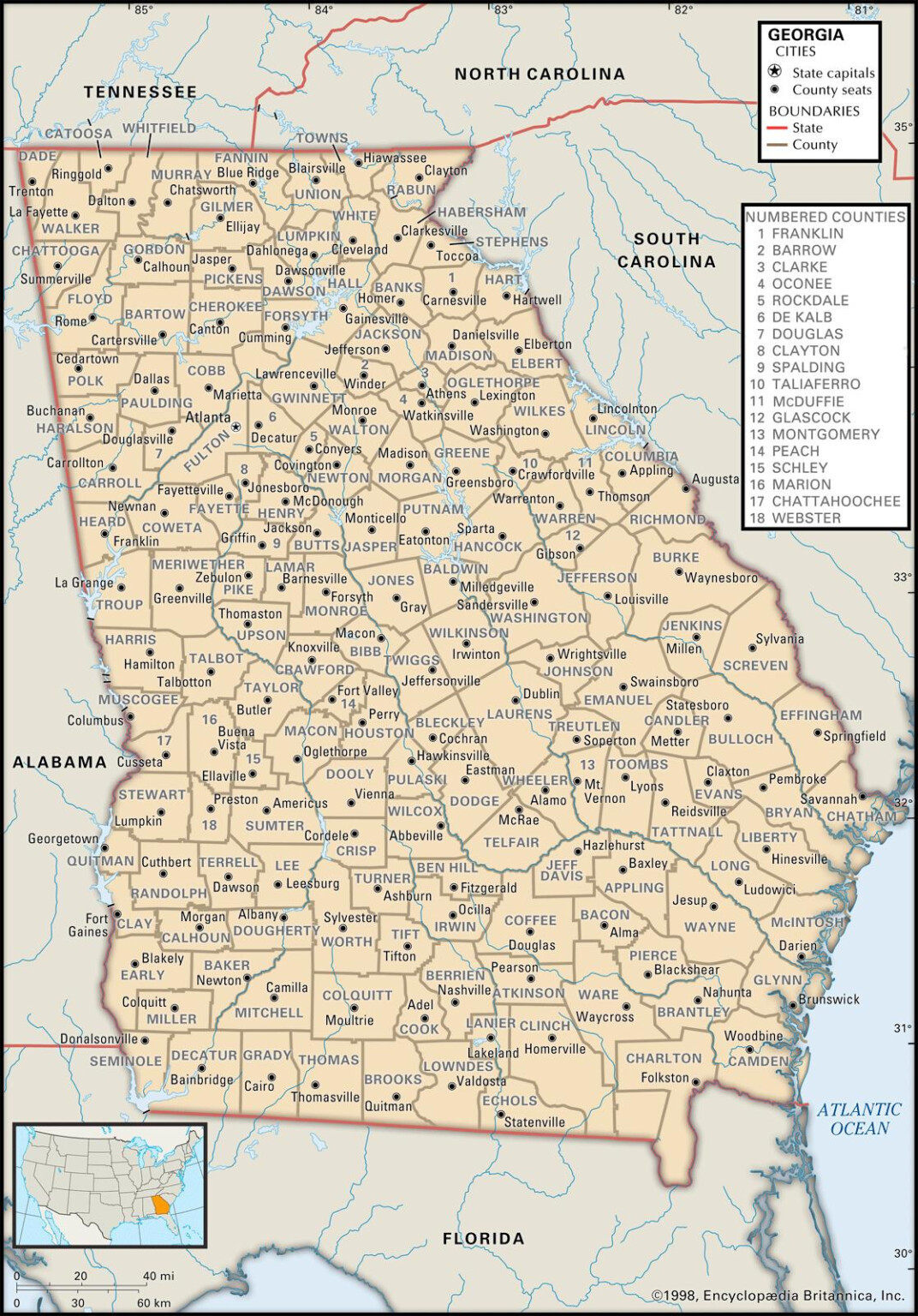 State And County Maps Of Georgia 0978