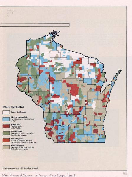 Where They Settled In Wisconsin Map Or Atlas Wisconsin Historical 